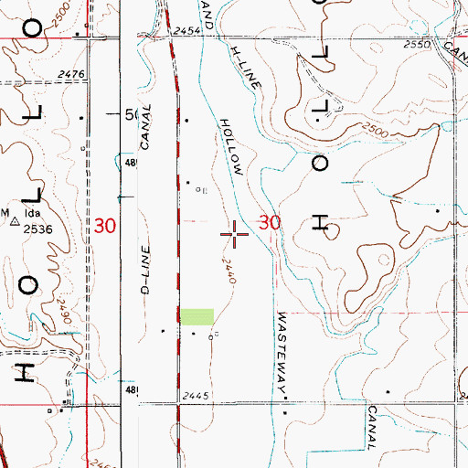 Topographic Map of Sand Hollow Wasteway, ID
