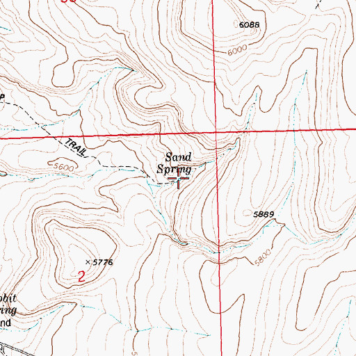 Topographic Map of Sand Spring, ID