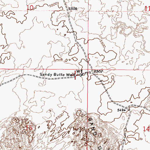 Topographic Map of Sandy Butte Well, ID