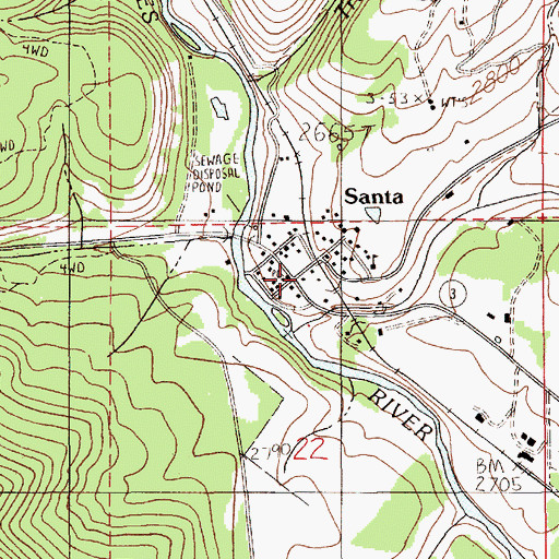 Topographic Map of Santa, ID