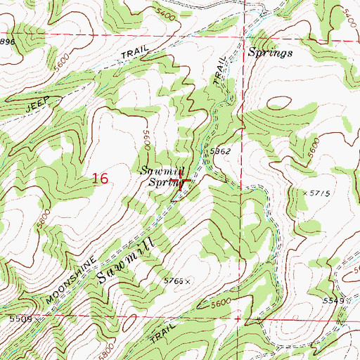 Topographic Map of Sawmill Spring, ID