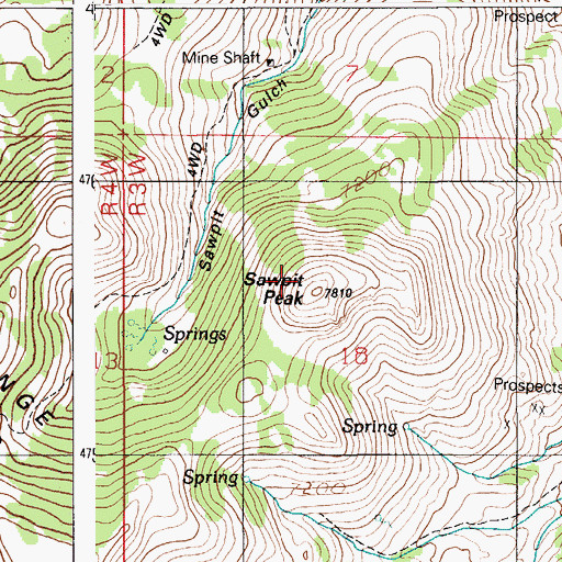 Topographic Map of Sawpit Peak, ID