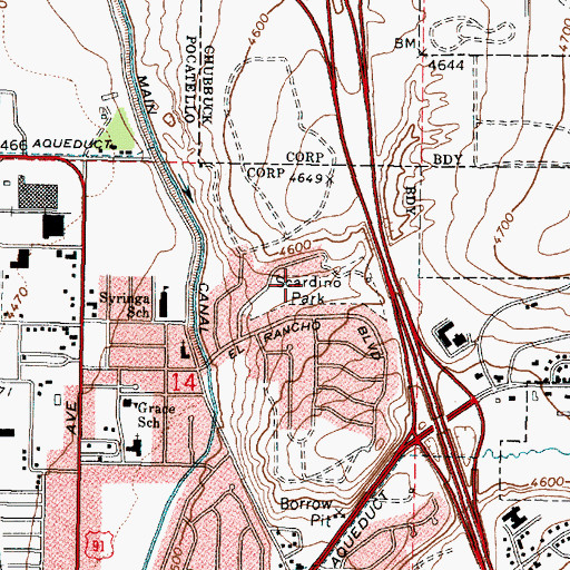 Topographic Map of Scardino Park, ID