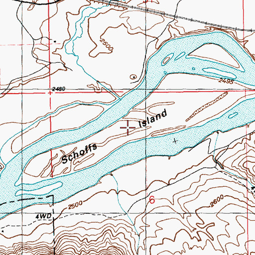 Topographic Map of Schoffs Island, ID