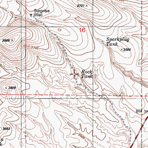 Topographic Map of Rock Tank, AZ