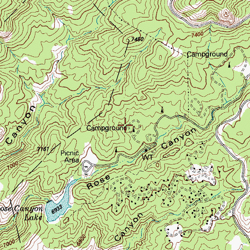 Topographic Map of Rose Canyon Campground, AZ