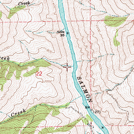 Topographic Map of Second Creek, ID