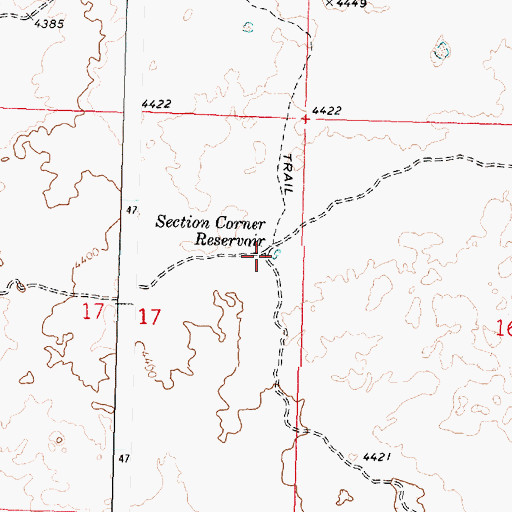 Topographic Map of Section Corner Reservoir, ID