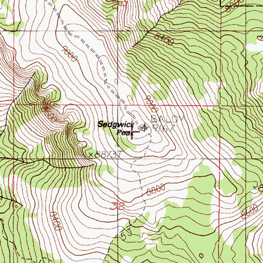 Topographic Map of Sedgwick Peak, ID