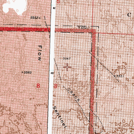 Topographic Map of Sentinel West Flow, ID