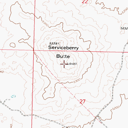 Topographic Map of Serviceberry Butte, ID
