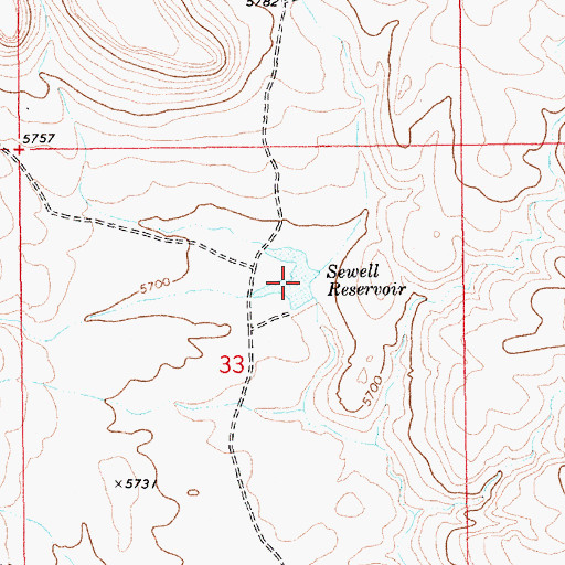 Topographic Map of Sewell Reservoir, ID