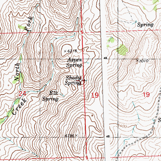 Topographic Map of Shady Spring, ID