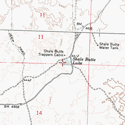 Topographic Map of Shale Butte Lake, ID