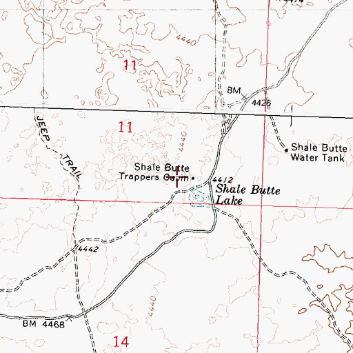 Topographic Map of Shale Butte Trappers Cabin, ID