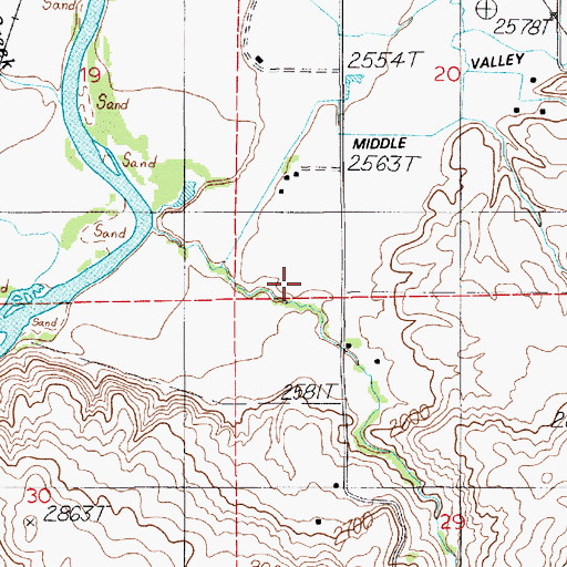 Topographic Map of She Creek, ID
