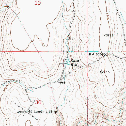 Topographic Map of Shea Reservoir, ID