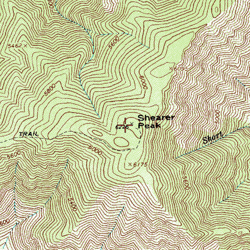 Topographic Map of Shearer Peak, ID