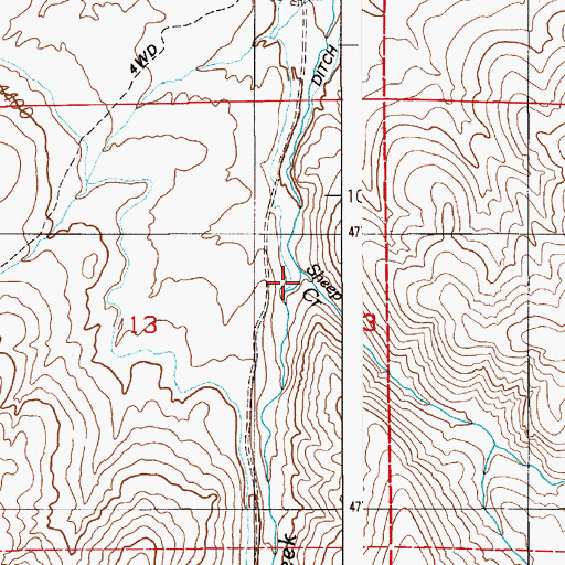 Topographic Map of Sheep Creek, ID