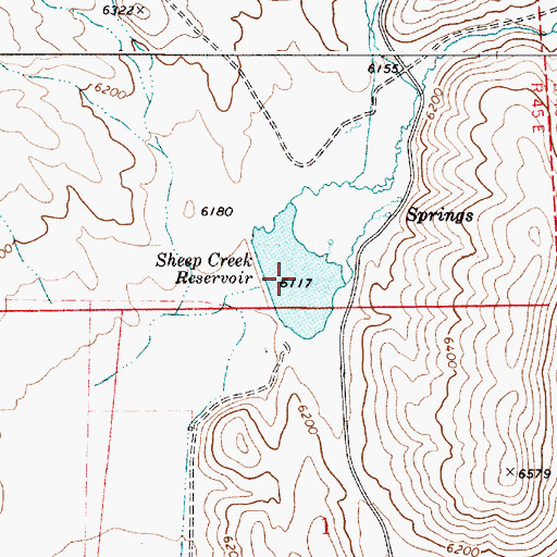 Topographic Map of Sheep Creek Reservoir, ID