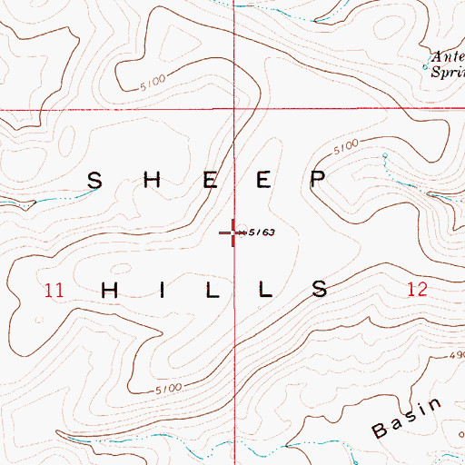 Topographic Map of Sheep Hills, ID