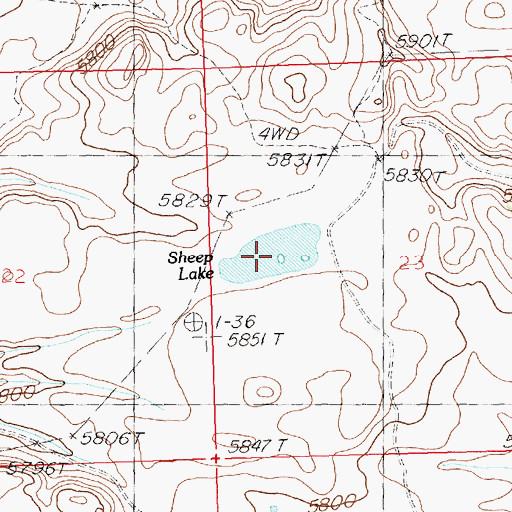 Topographic Map of Sheep Lake, ID