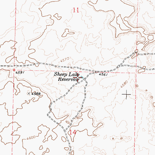 Topographic Map of Sheep Lake Reservoir, ID