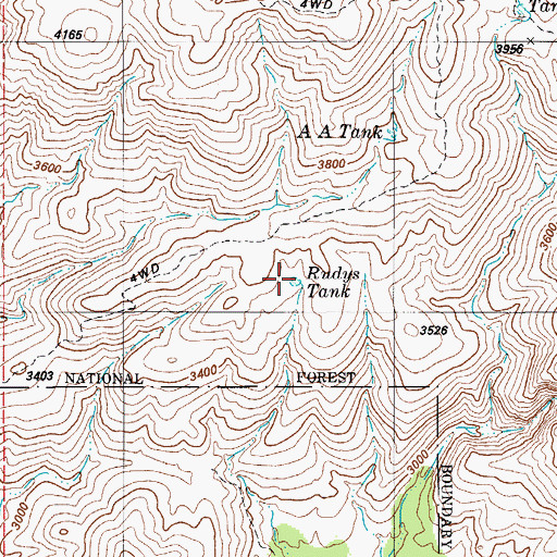 Topographic Map of Rudys Tank, AZ