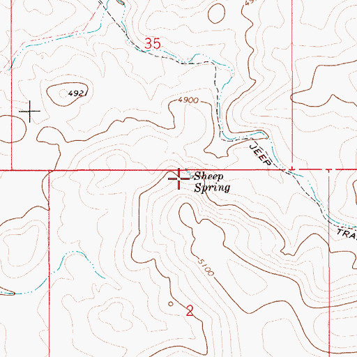 Topographic Map of Sheep Spring, ID