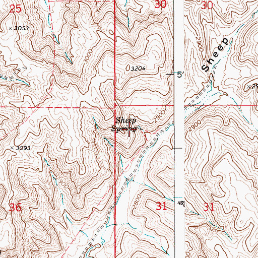 Topographic Map of Sheep Spring, ID