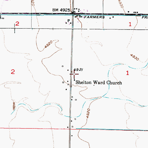 Topographic Map of Shelton Ward Church, ID