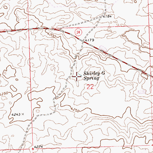 Topographic Map of Shirley G Spring, ID
