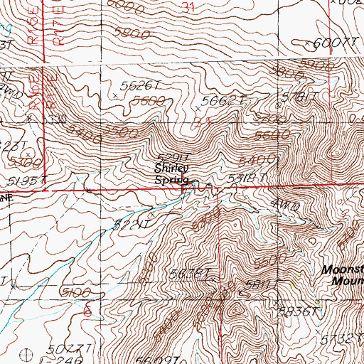 Topographic Map of Shirley Spring, ID