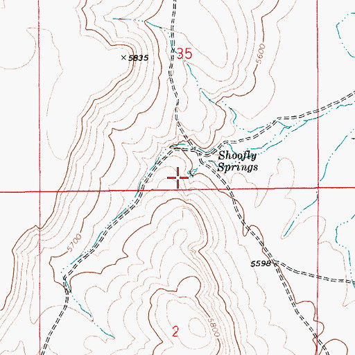 Topographic Map of Shoofly Springs, ID