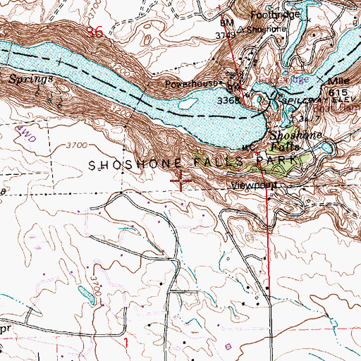 Topographic Map of Shoshone Falls Park, ID