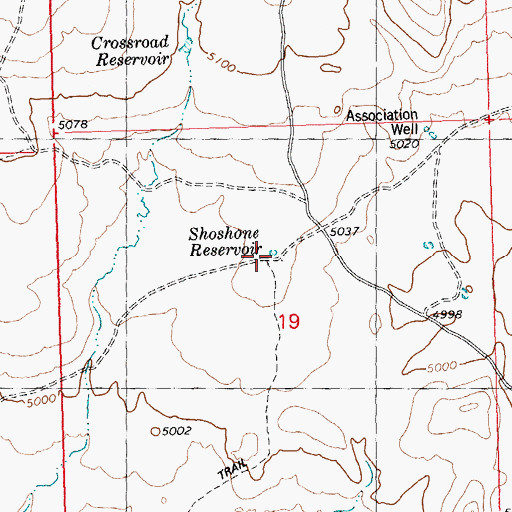 Topographic Map of Shoshone Reservoir, ID