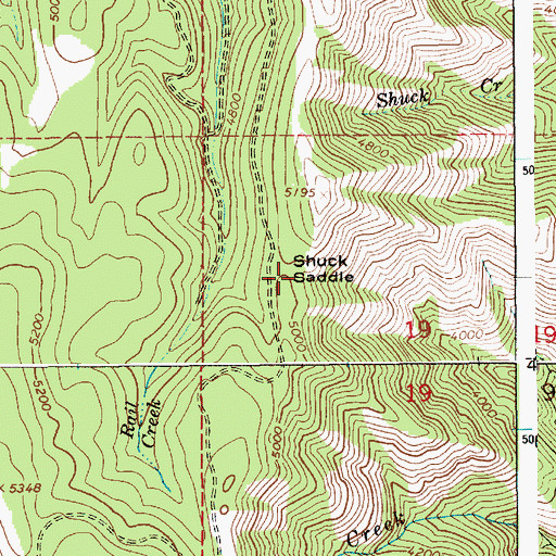 Topographic Map of Shuck Saddle, ID