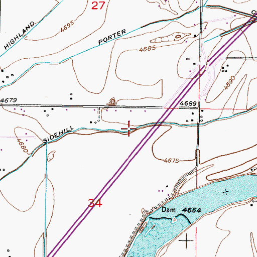 Topographic Map of Sidehill Canal, ID