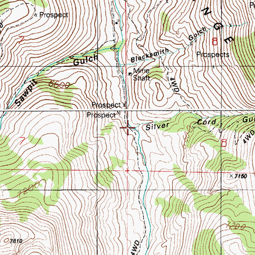 Topographic Map of Silver Cord Gulch, ID