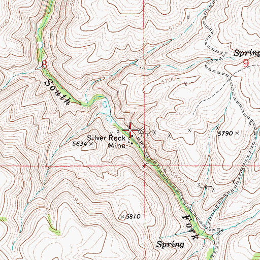 Topographic Map of Silver Rock Mine, ID