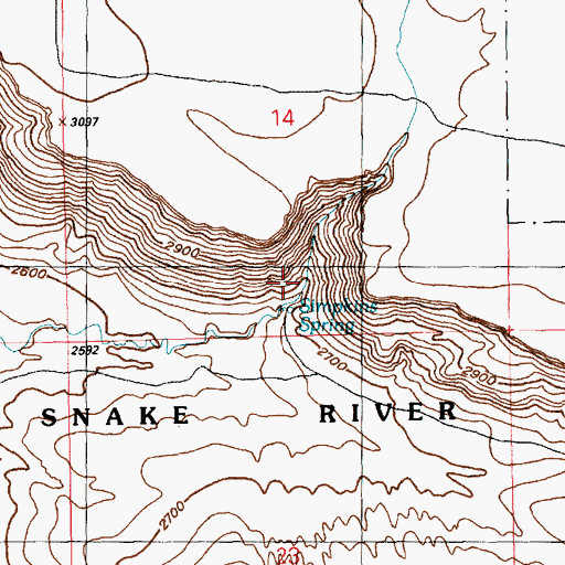 Topographic Map of Simpkins Spring, ID