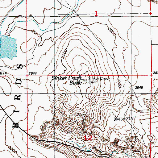 Topographic Map of Sinker Creek Butte, ID