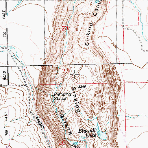 Topographic Map of Sinking Canyon, ID