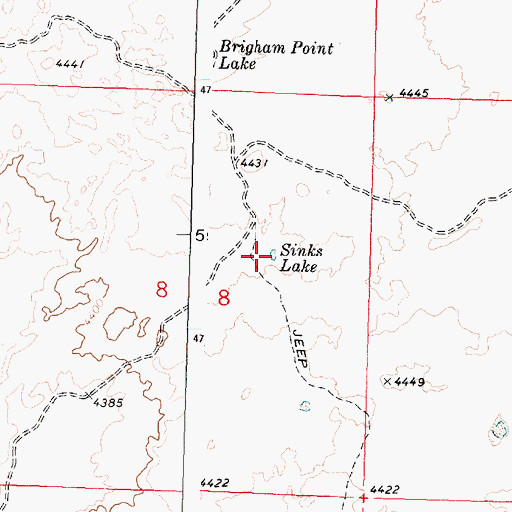Topographic Map of Sinks Lake, ID
