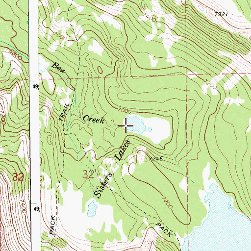 Topographic Map of Sisters Lakes, ID