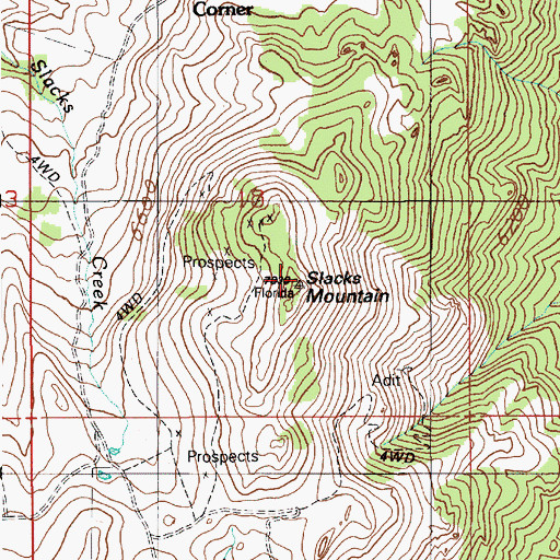 Topographic Map of Slacks Mountain, ID