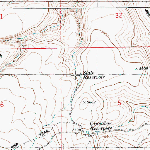 Topographic Map of Slate Reservoir, ID