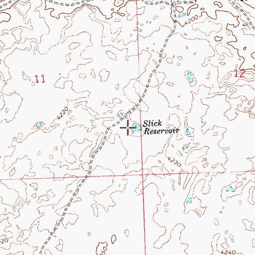 Topographic Map of Slick Reservoir, ID