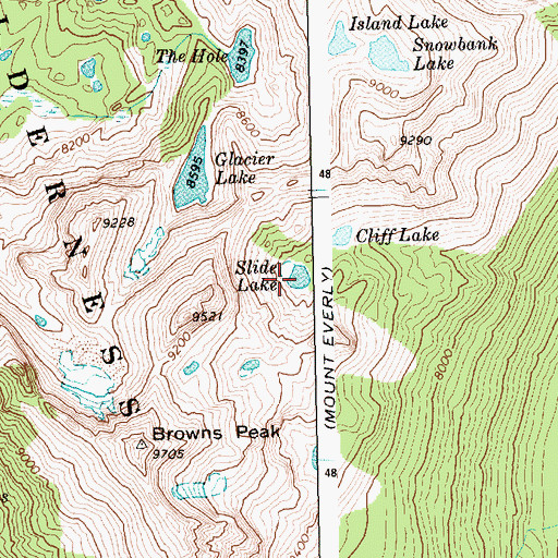 Topographic Map of Slide Lake, ID