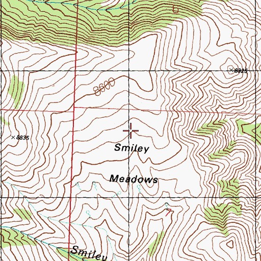 Topographic Map of Smiley Meadows, ID